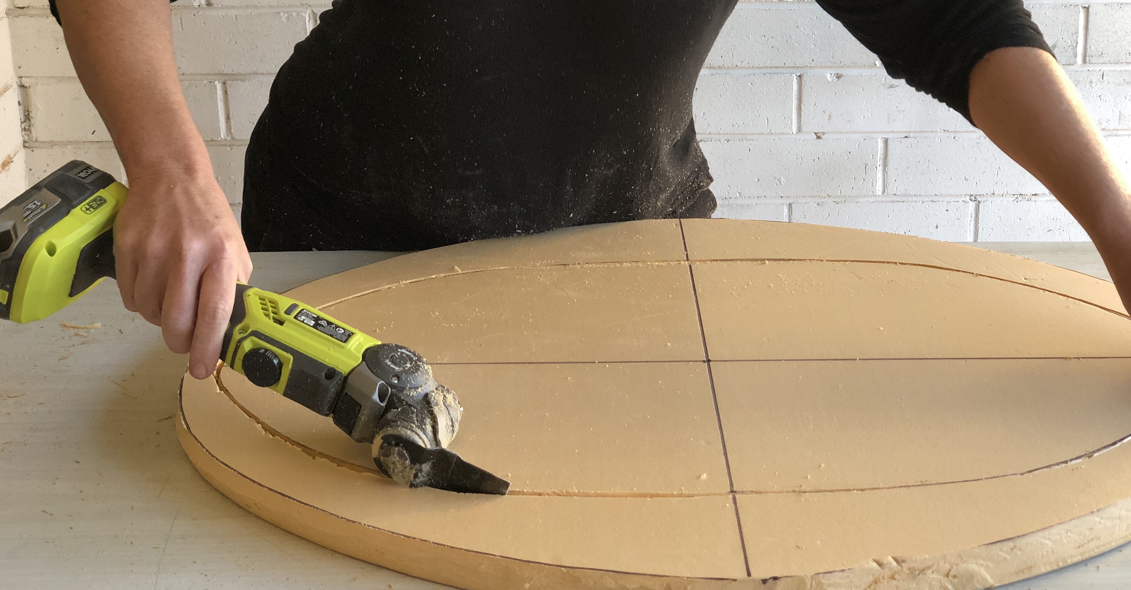 Using a Ryobi MultiTool to cut the frame