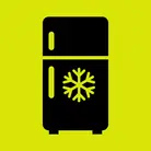 Icon: black fridge and freezer on hyper green background 