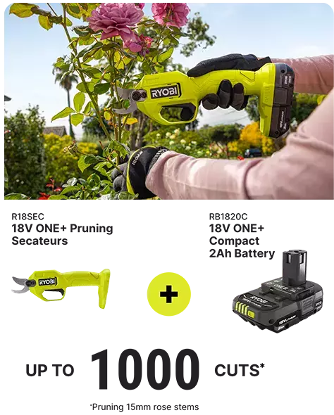 R18SEC Secateurs + RB1820C 2Ah Battery runtime