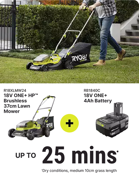 R18XLMW24 Lawn Mower + RB1840C 4Ah Battery runtime