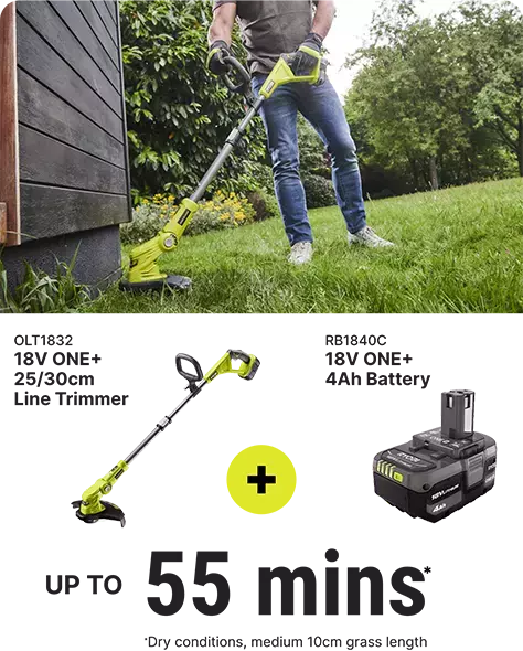 OLT1832 Line Trimmer + RB1840C 4Ah Battery runtime